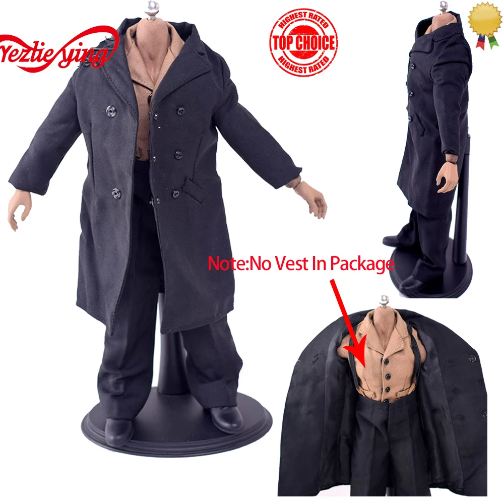 

1/6 Scale clothing Military Toy Set WWII People Civilians Black Overcoat Coat Shirt Clothes Pants for 12" Action Figures Body