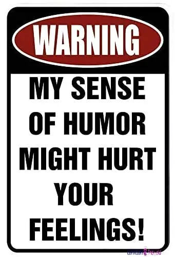 

Настенный декор, предупреждение о моем чувстве юмора может повредить ваши чувства, забавный металлический знак для вашего гаража, мужской п...