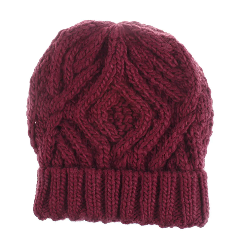 Женские зимние вязаные шапочки Skullies шапки однотонные мягкие шерстяные грубые модные повседневные Осенние Теплые винтажные Стрейчевые шапки