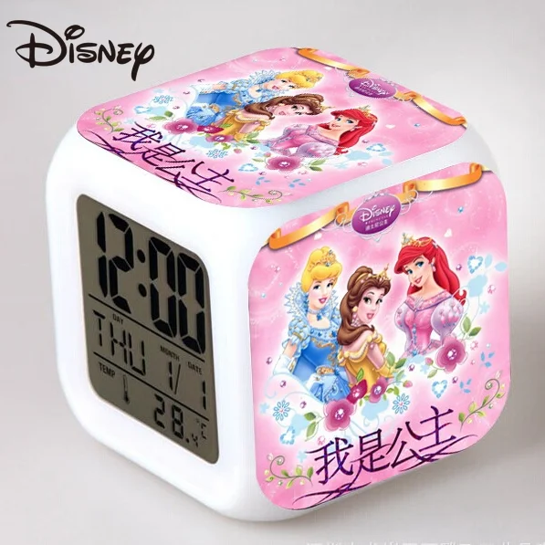 

Лидер продаж, детский будильник Disney, электронный будильник с цветным анимационным рисунком принцессы