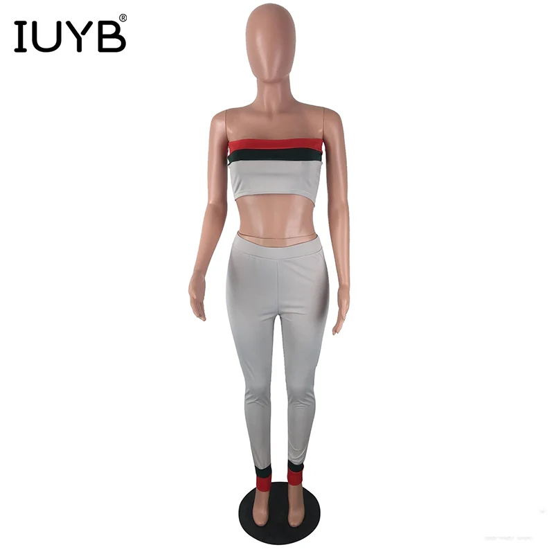IUYB, весна, хит, повседневные, женские, 3 шт, одноцветные, 3 цвета, облегающие комплекты, дамские, без бретелек, полный рукав, длинные штаны, комбинезоны