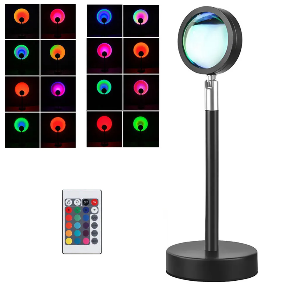 

Sunset Lamp Atmosphere Projection Light LED Floor Lamp Sunset Projection Floor Light Remote Control 16 Colors Night Lights