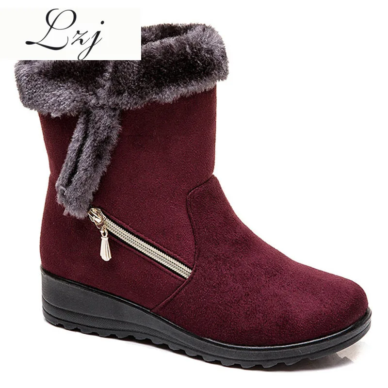 2019 зимняя женская обувь Теплые плюшевые зимние сапоги ботильоны модная на молнии