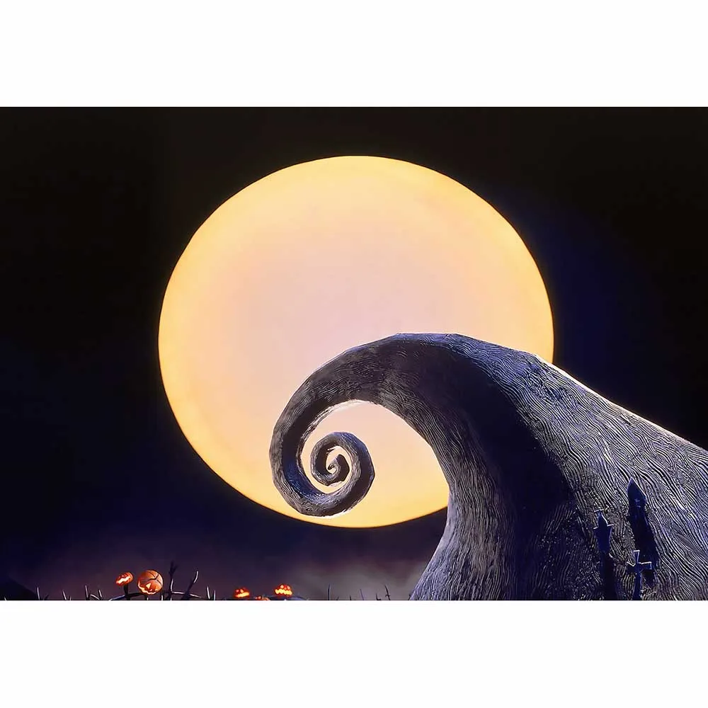 Allenjoy photography background halloween Full moon night ghost face pumpkin curved branches party backdrop photocall photobooth |