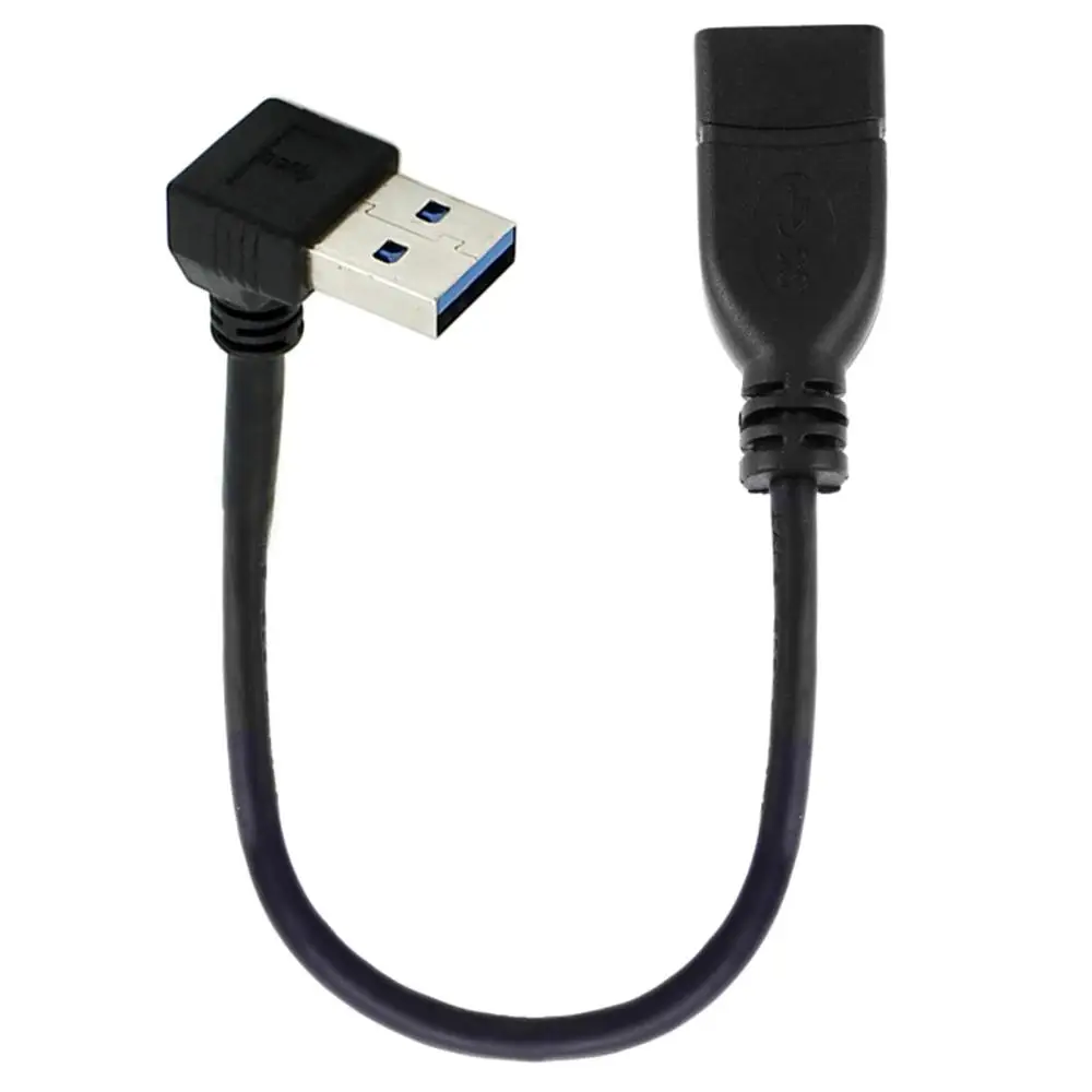 

90 Degree angle USB3.0 Male to female extension cable for PC laptop 15cm black color