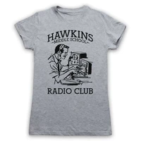 stranger hawkins middle school radio club sci fi tv small grey womens t shirtmen or women