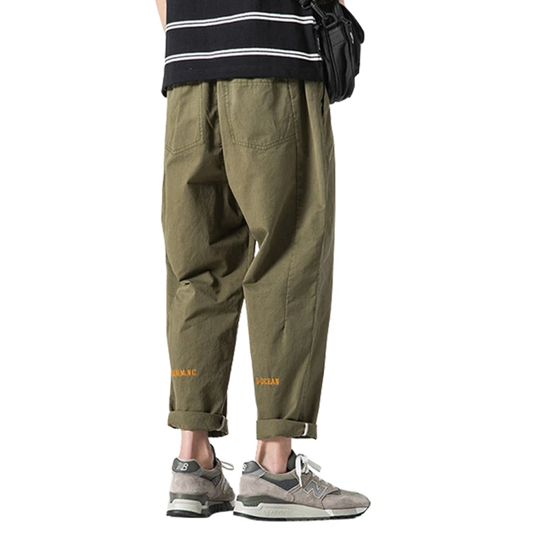 

Men Harem Cargo Pants 2021 Spring New Casual Loose Solid Color Hip Hop Straight-Leg Bottoms Harajuku Streetwear Jogging Trousers