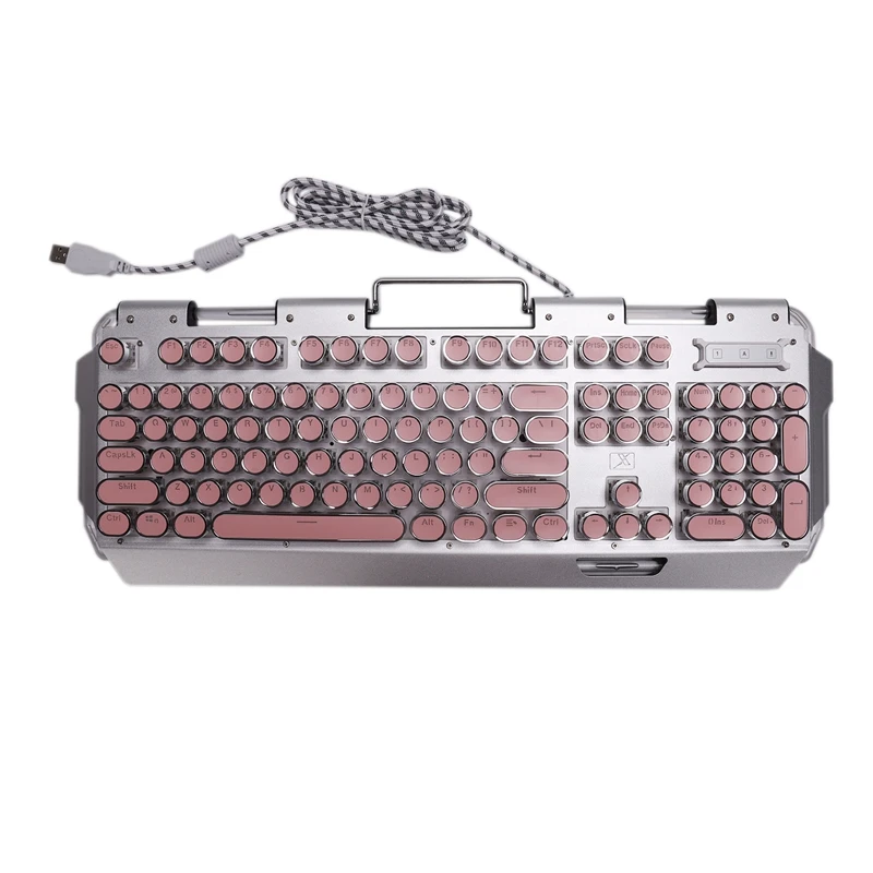 X10 Retro Round Typewriter Light Transmission Keycap Wired Mechanical Gaming Keyboard Multiple Effects | Компьютеры и офис