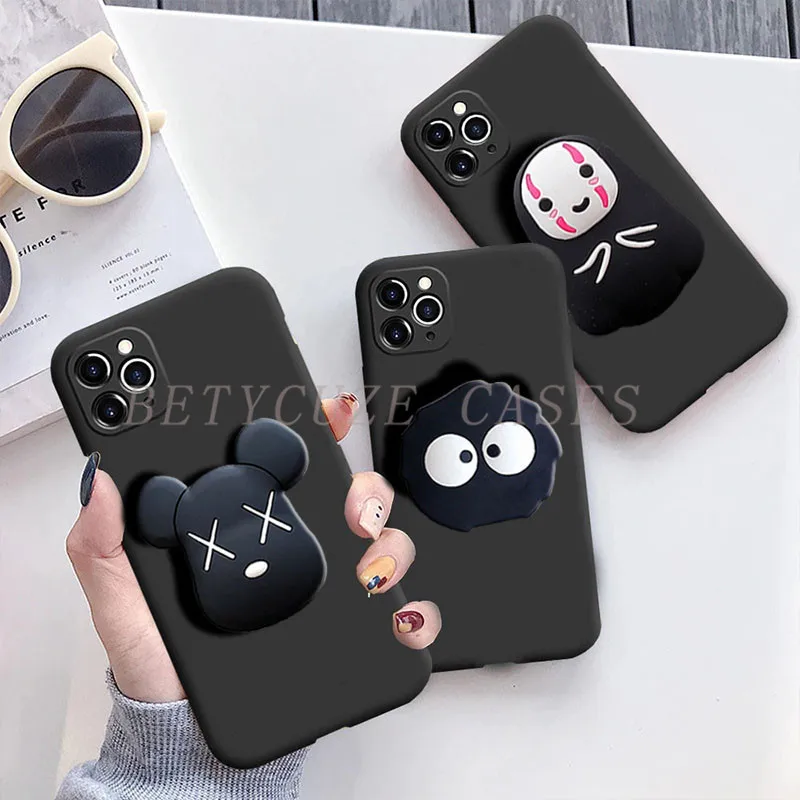 Cute Soft Case for Vivo X60 Pro Plus Global X60T Y55 Y55L Y55S Y90 Y91 Y91C Y91i Case Cat Cartoon Holder Stand Cover