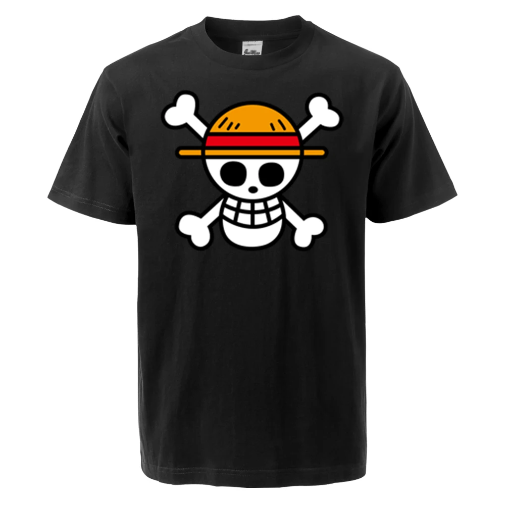 

Japan Anime One Piece Luffy Skull Summer Male Simple T-Shirts Simple Print Tees Male Short-sleeve Crew Neck Tee Shirt