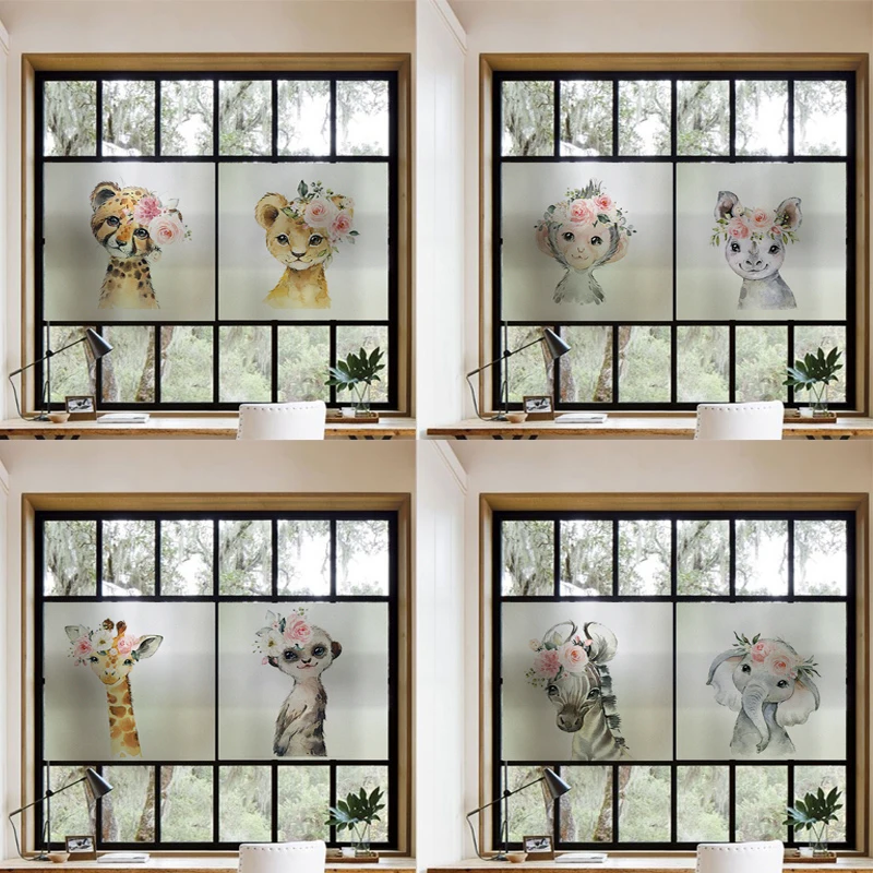 Декоративные оконные пленки с принтом цветов оленей Льва тигра наклейки для