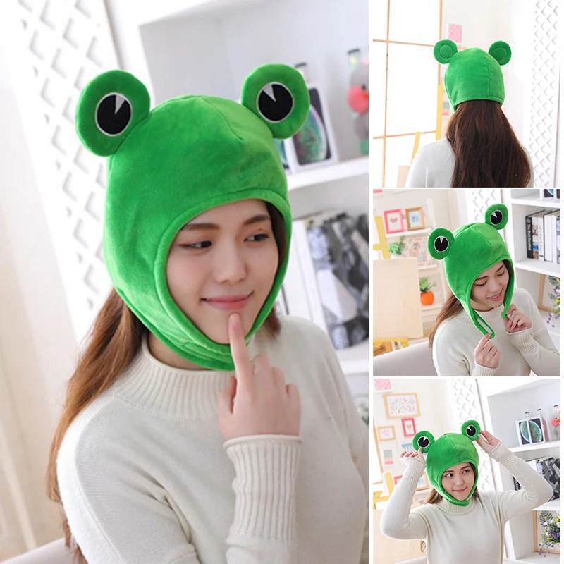 

Cute Plush Frog Hat Cap Headgear Novelty Party Dress up Cosplay Costume Photo Props TY66