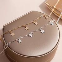 new sweet girls stars necklace gold silver color clavicle chain necklaces for women birthday day gifts