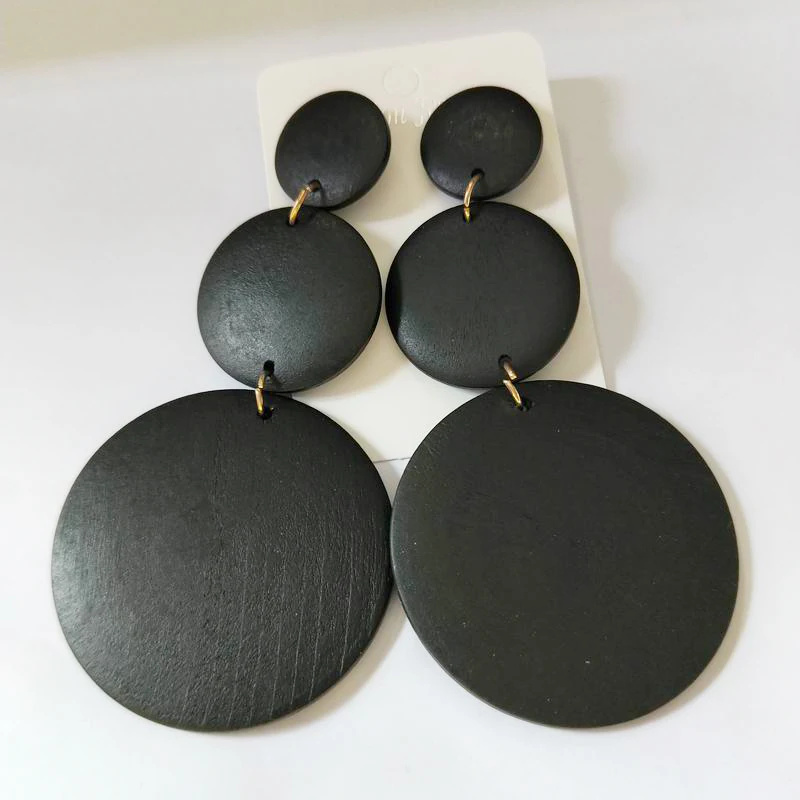 Серьги из коричневого дерева трехслойные серьги ручной работы для пирсинга