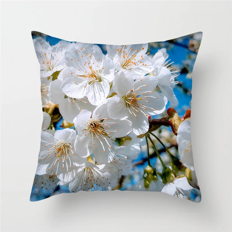 

Fuwatacchi Floral Series Cushion Cover Roses Pillow Cover for Sofa Bedroom Car Decoration Flower Cherry Throw Pillowcase 45x45cm