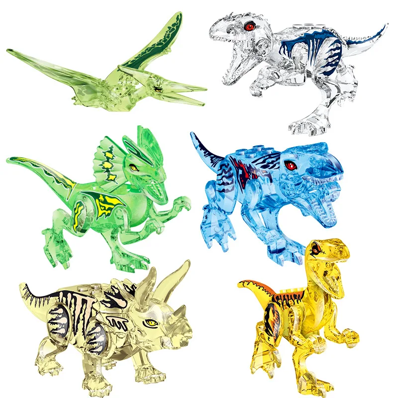 

6/8PCS Assembled Building Blocks Toys Dinosaur World Triceratops Tyrannosaurus Children Animal Model Bricks Toy for Boys Gifts