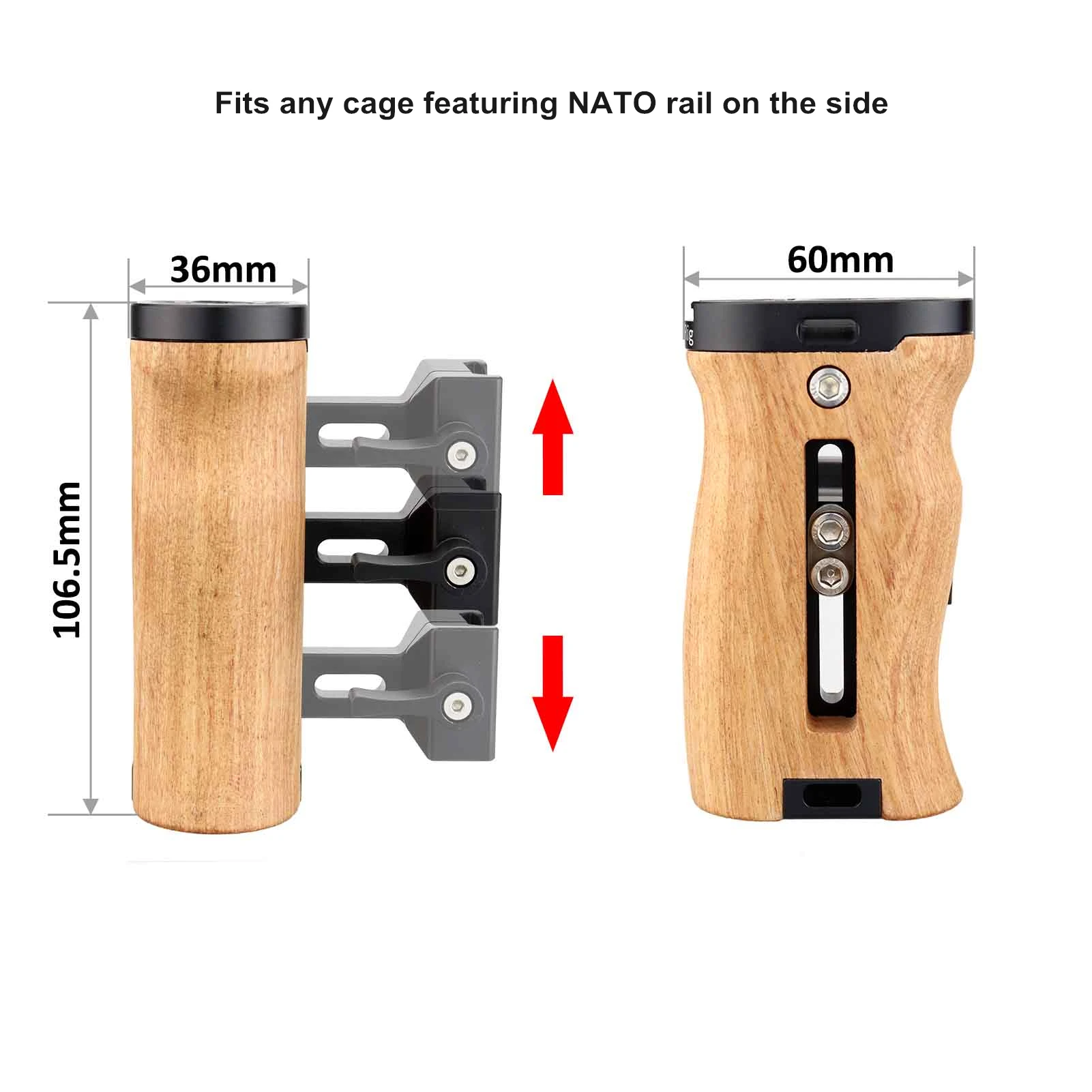 MAGICRIG Adjustable Wooden Handle Grip Universal Side NATO with Cold Shoe Mount for A7RIII A7III BMPCC 4K /6K Camera Cage | Электроника