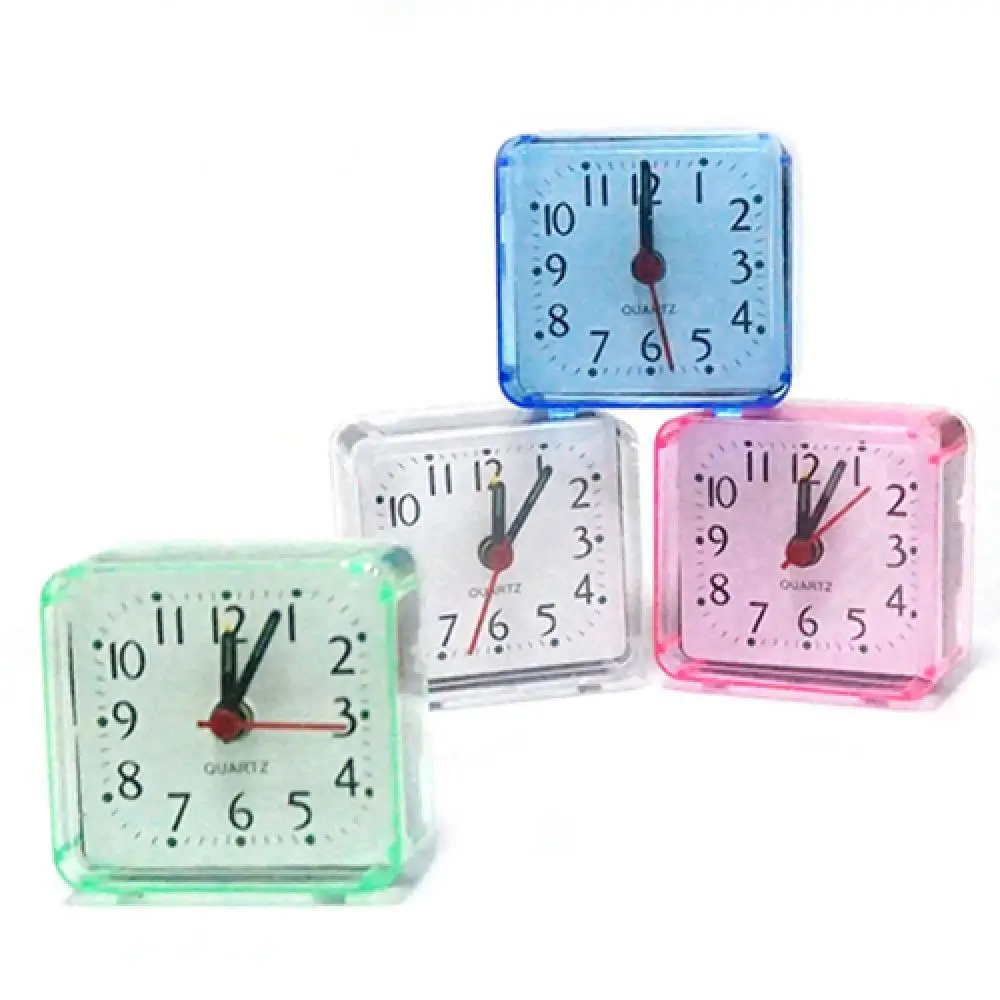 

Bed Travel Mini Portable Compact Square Quartz Table Silent Alarm Clock Student Desk Bedside Desk Table Home Quartz Clocks