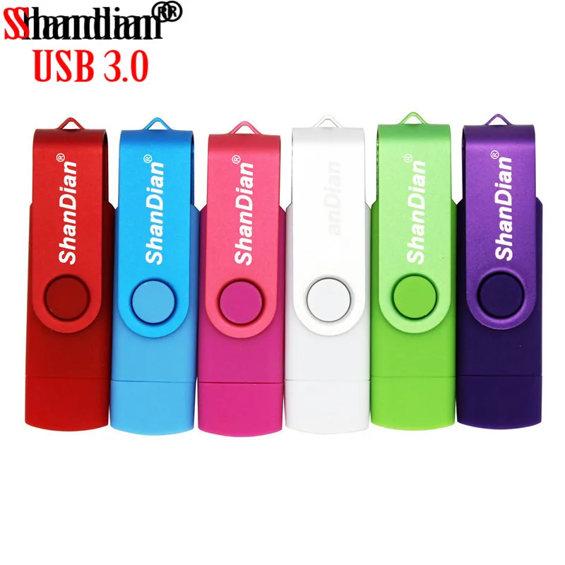 SHANDIAN бизнес пластик 2 в одном OTG USB флэш накопитель портативный 4 ГБ 8 16 32 64 Гб карта