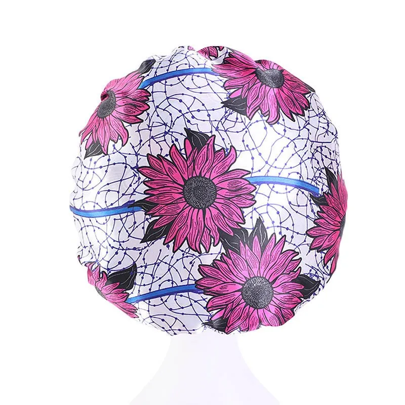 Elastic Night Sleep Cap Satin Bonnet Hat for Hair Care Head Cover Loss Shower Caps Islamic Nightcap African | Дом и сад