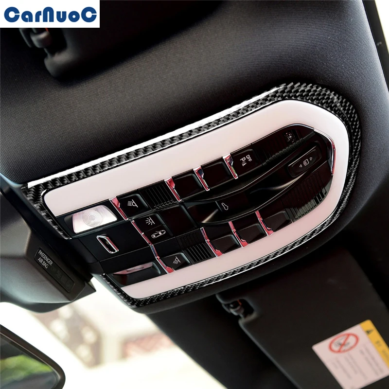 

Передняя крыша автомобиля для Porsche MACAN Cayenne 2014-2019, лампа для чтения, отделочная наклейка, стикер из углеродного волокна, аксессуары для стайли...