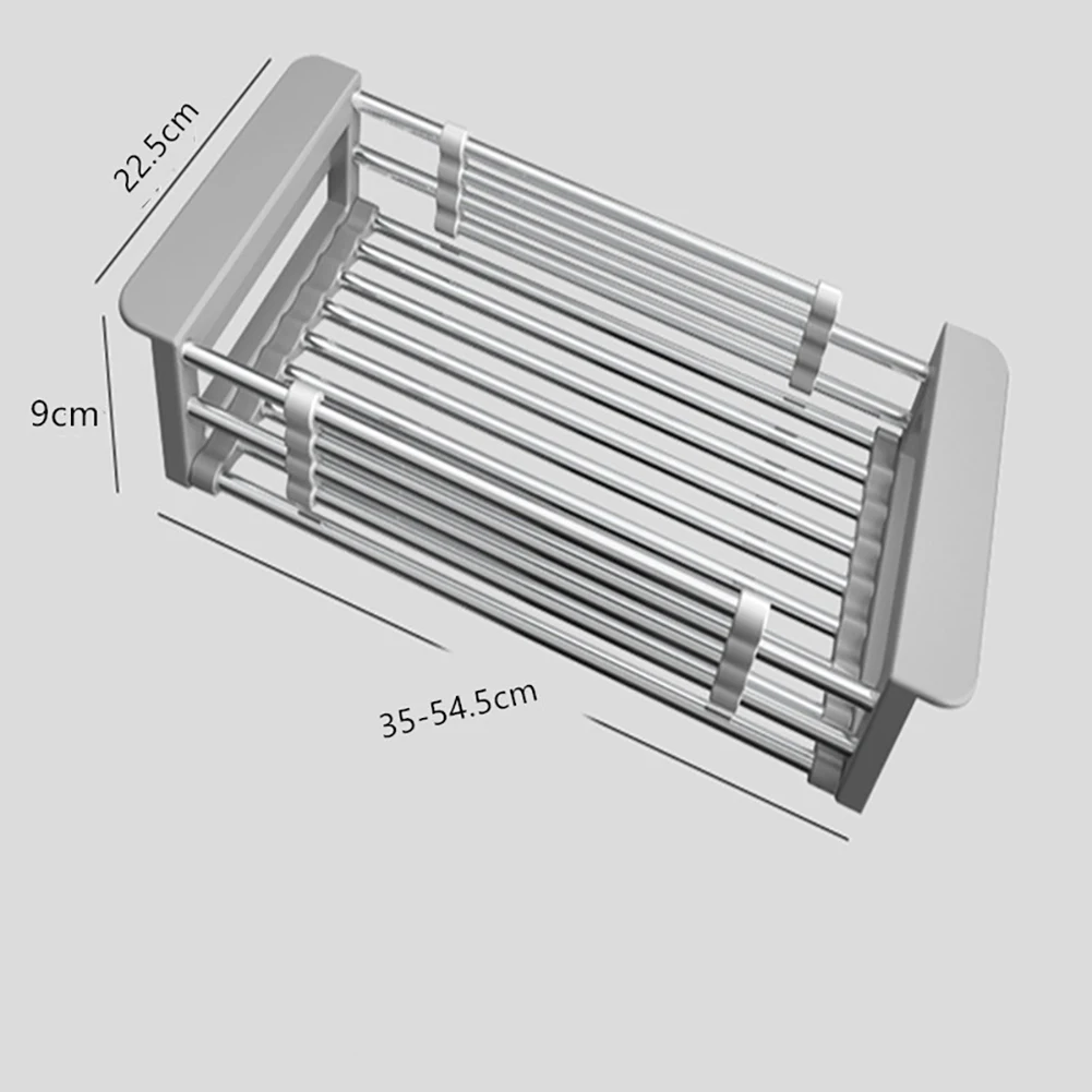 

Kitchen Telescopic Sink Rack Stainless Steel Sink Dishes Drying Basket Fruit Vegetable Tray Drainer Organizer Drain Shelf
