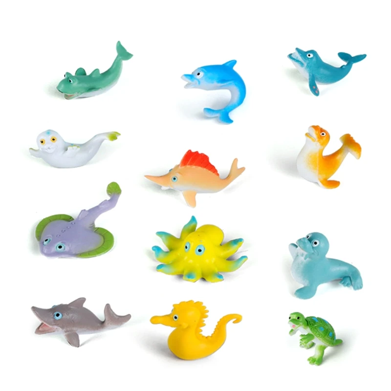 

12 PCS Scientific Realistic Ocean Animals Toy for Kids&Adults Cartoon Toys with Soft Texture Relieve Stress