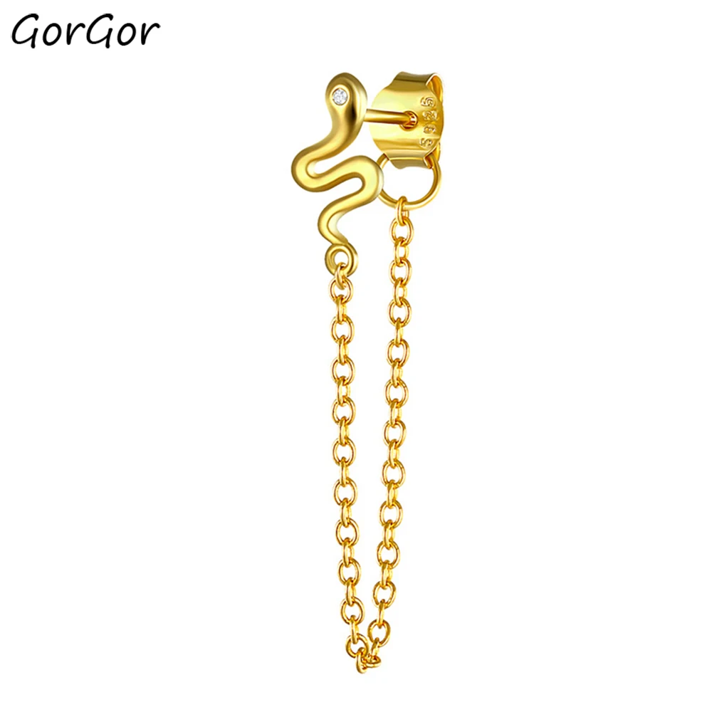 

GorGor Drop Earrings Women 925 Sterling Pattern Long Tassel Gold Plated Individuality Anniversary Trendy Jewelry 60202690550C