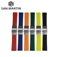 san martin waterproof fluorine rubber strap 20mm 22mm universal men diving watchband multicolor simple watch parts steel clasp
