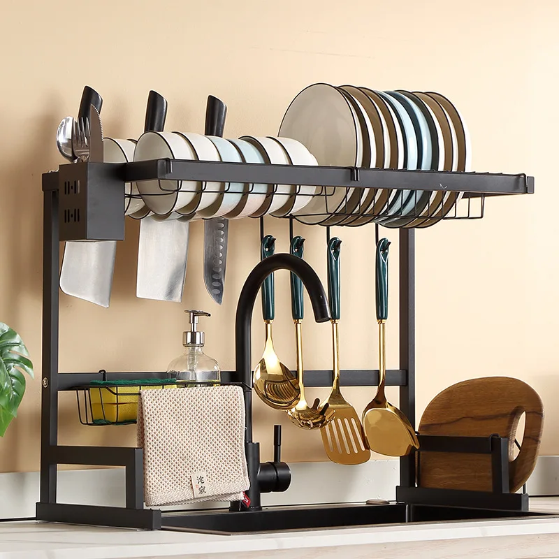 

Stainless Steel Dish Drying Rack Over the Sink Kitchen Storage Shelf Counter-top Space Saver Stand Tableware Drainer Organizer