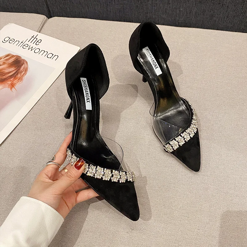 

2021 Summer Women Sandals Rhinestone Pointed Toe Ladies Heel Sexy High Heels Sandals Stiletto Female Fashion Woman Shoes