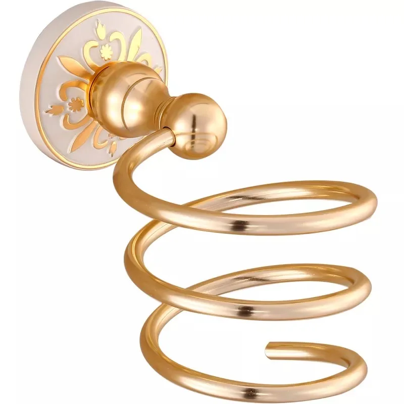 Европейский стиль белый ванная комната Фен держатель твердая латунь Золотая