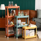 Полки пластиковые для кухни, 23 уровней, стеллажи для специй, тележка для ванной комнаты, простая установка, с колесами