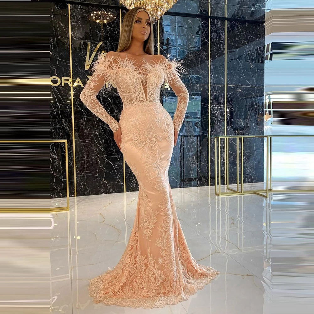 Женское вечернее платье с перьями Элегантное Длинное Платье V-образным вырезом