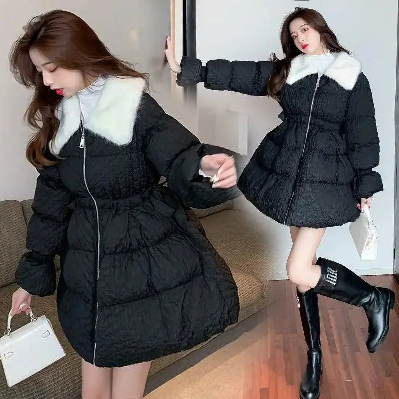 2023,Winter Long Coat Women Casual  Parka  Female Liner Cotton Padded Solid Warm Casual Jackets Ladies Slim Zipper Outwear H532