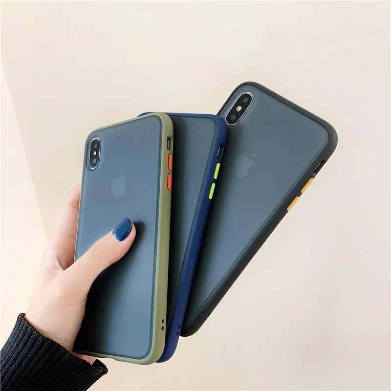 

Shockproof Silicone Bumper Phones Case For iPhone 11 Pro XS Max X XR 6 6S 7 8 Plus Case Transparent Matte Hard Cover Coque Shell