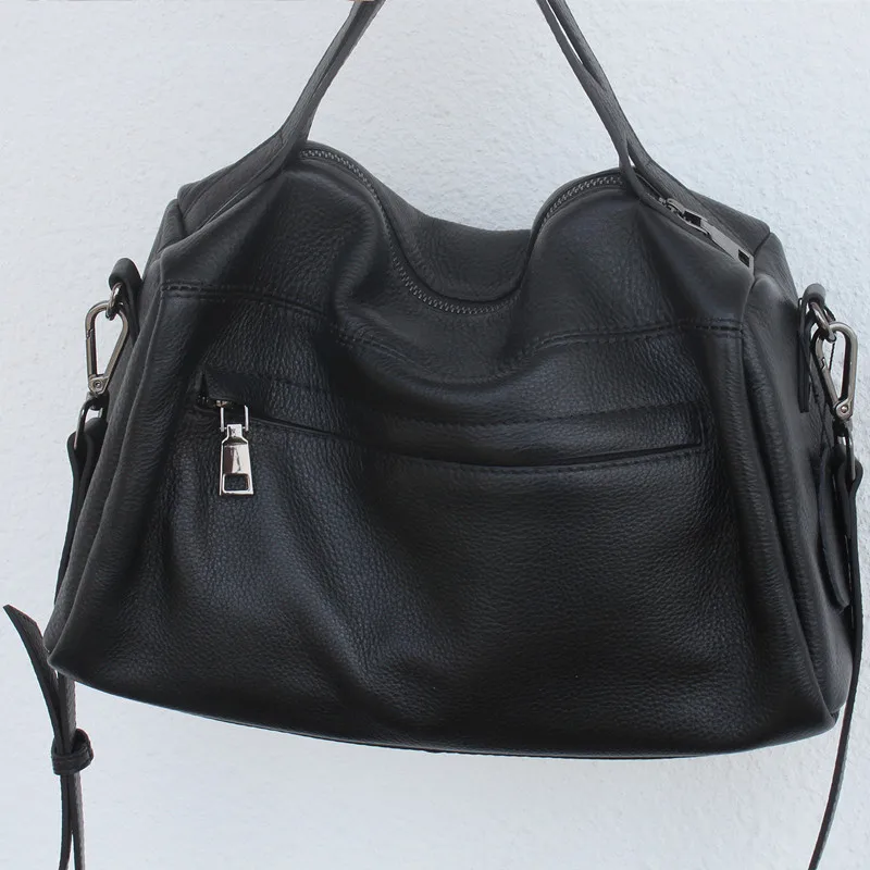 

Women's Bag Designer Handbags Real Leather Shoulder Bags For Ladies Crossbody Bag Casual Black Tote Solid Zipper Hand Bag 2021