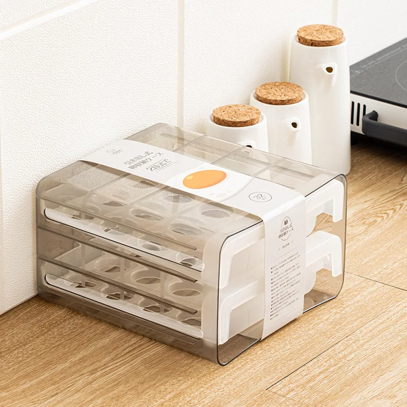 

Kitchen Egg Storage Box Rectangular Refrigerator Storage Box Double Drawer Type Egg Rack Plastic Box Eggs Container WF