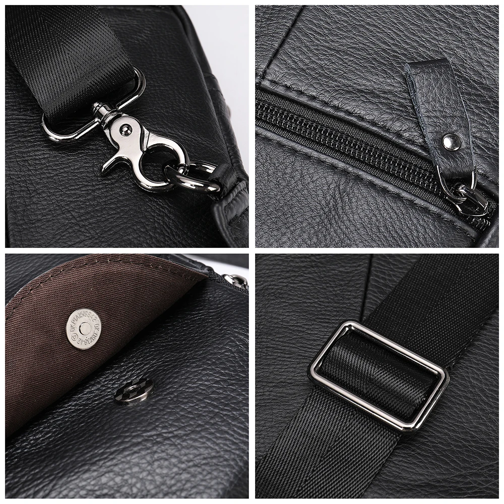 WESTAL Men's Chest Bag Genuine Leather Shoulder Messenger Bag Men Sling Bags Travel Day Pack Black Designer Crossbody Pack 9000 images - 6