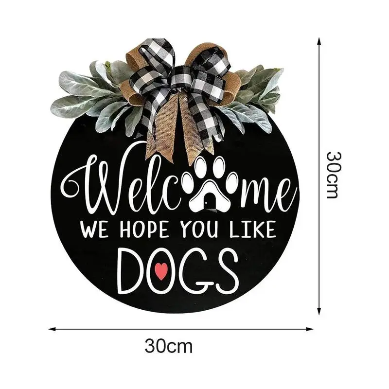 

European-style Handmade Crafts Welcome Card Round Wooden Listing Room Welcome Sign Bow House Pet House Welcome Indoor Room Penda