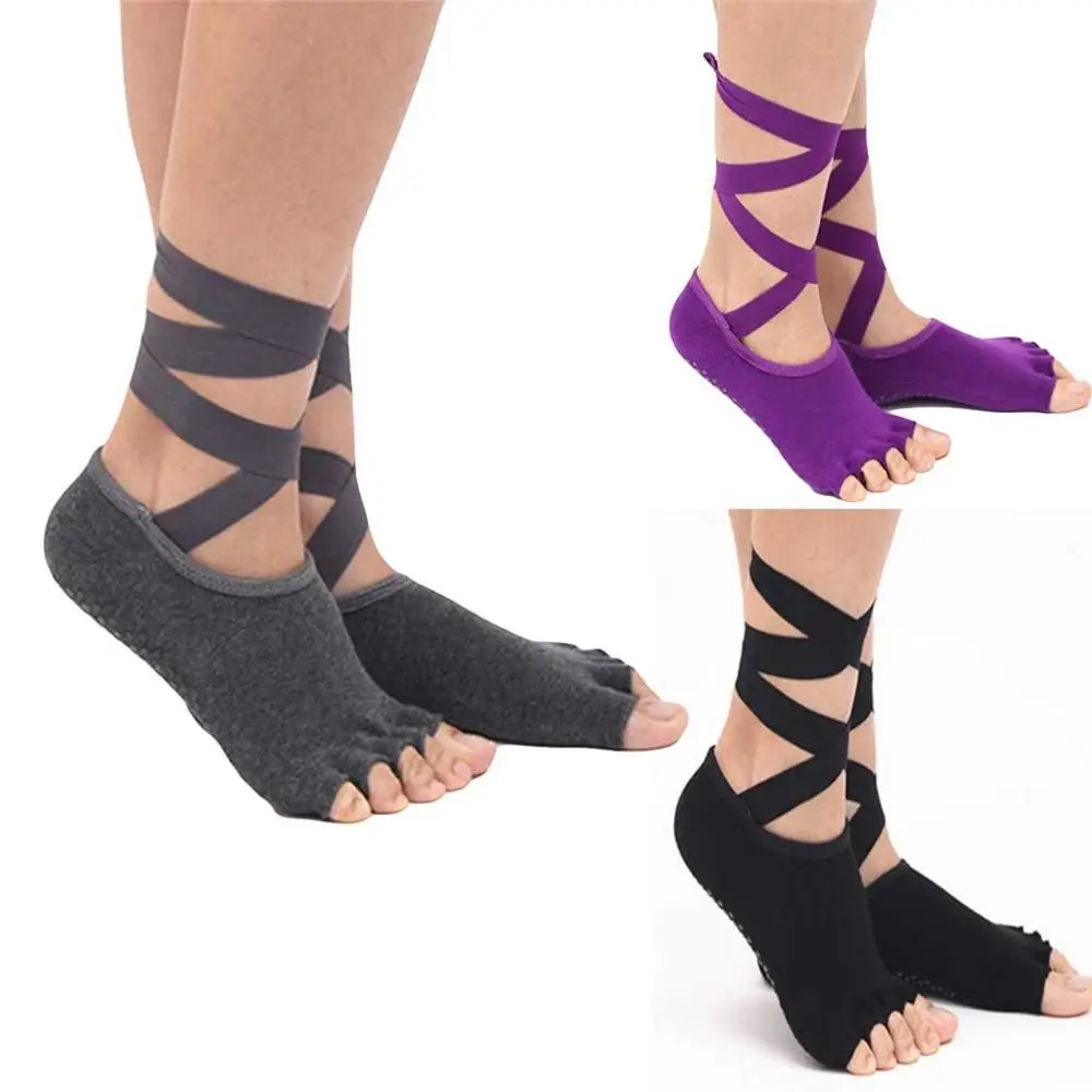 Бандажные носки с открытым носком женские дышащие противоскользящие массажные