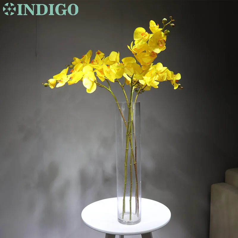 Kopen Indigo-Groothandel 100 Pcs Big Size Phalaenopsis Orchidee Real Touch Kunstmatige Bloem Bruiloft Bloem Bloemen Gratis Verzending