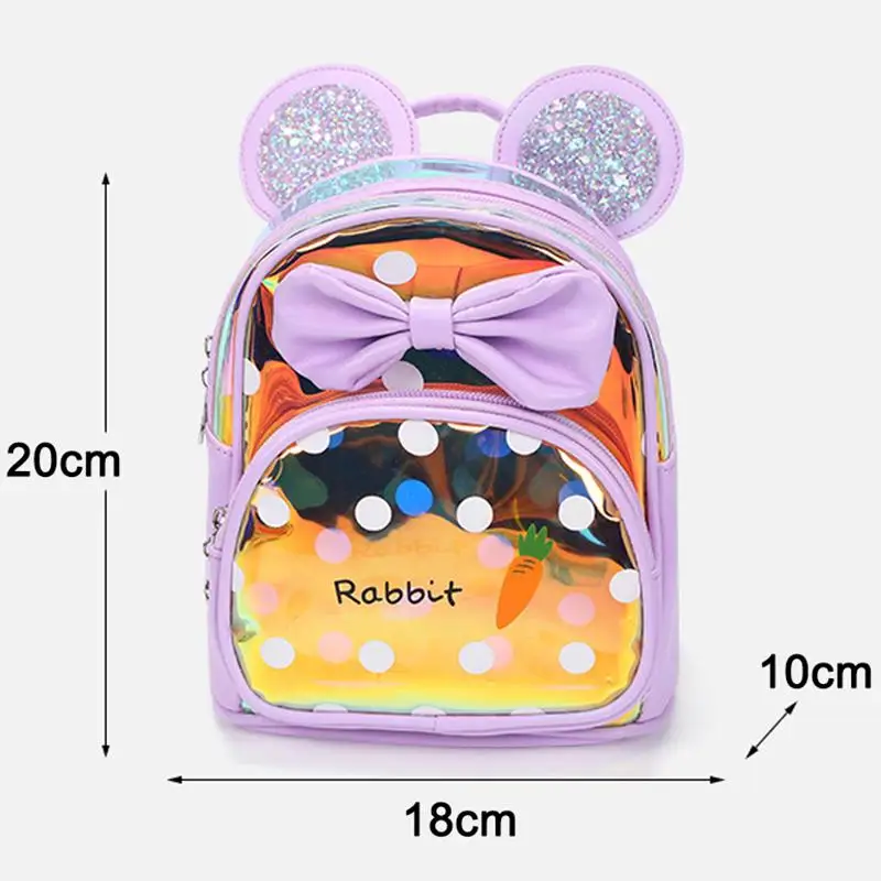 

2021 New Sequin Leather Children Backpacks Brand Design Girls Backpack Toddler Kids School Bags Kindergarten Cartoon Bag Bowknot