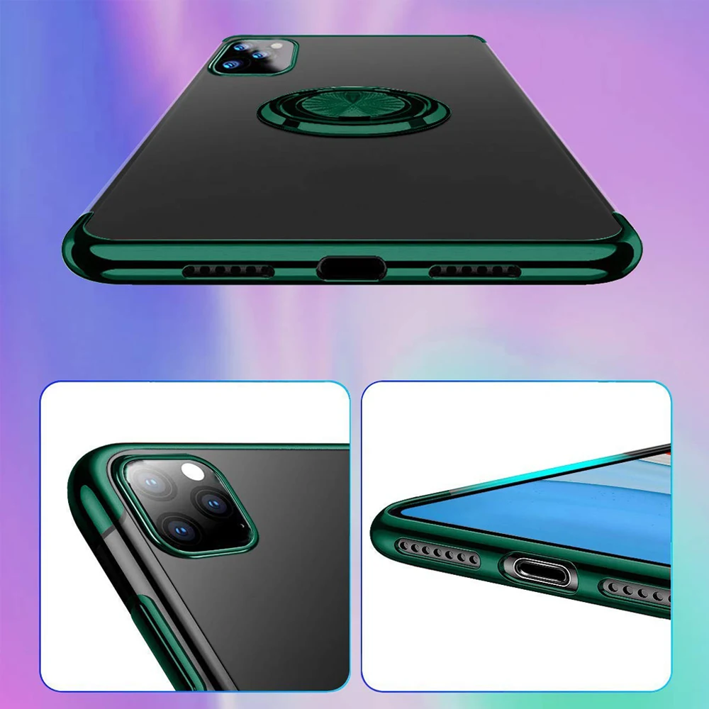 Прозрачные чехлы с магнитным кольцом-держателем для iPhone 11 Pro Max 7 8 6 6s Plus X XR XS MAX