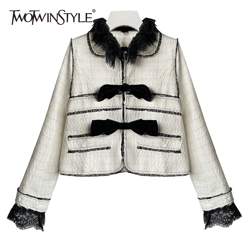 

Женский жакет TWOTWINSTYLE, короткий жакет с круглым вырезом и длинными рукавами в Корейском стиле