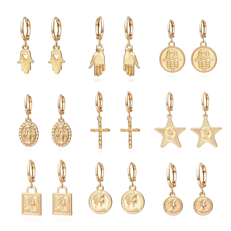 Серьги-подвески в стиле панк золотого цвета женские висячие ювелирные украшения