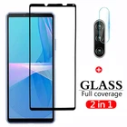 Защитное стекло 2 в 1 для Sony Xperia 10 III, защита экрана, пленка для объектива камеры на Xperia10 III, закаленное стекло с полным покрытием