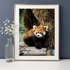 Алмазная живопись QIQING, вышивка крестиком животное, красная панда, полноразмернаякруглая Алмазная вышивка сделай сам, мозаика для домашнего декора, подарок