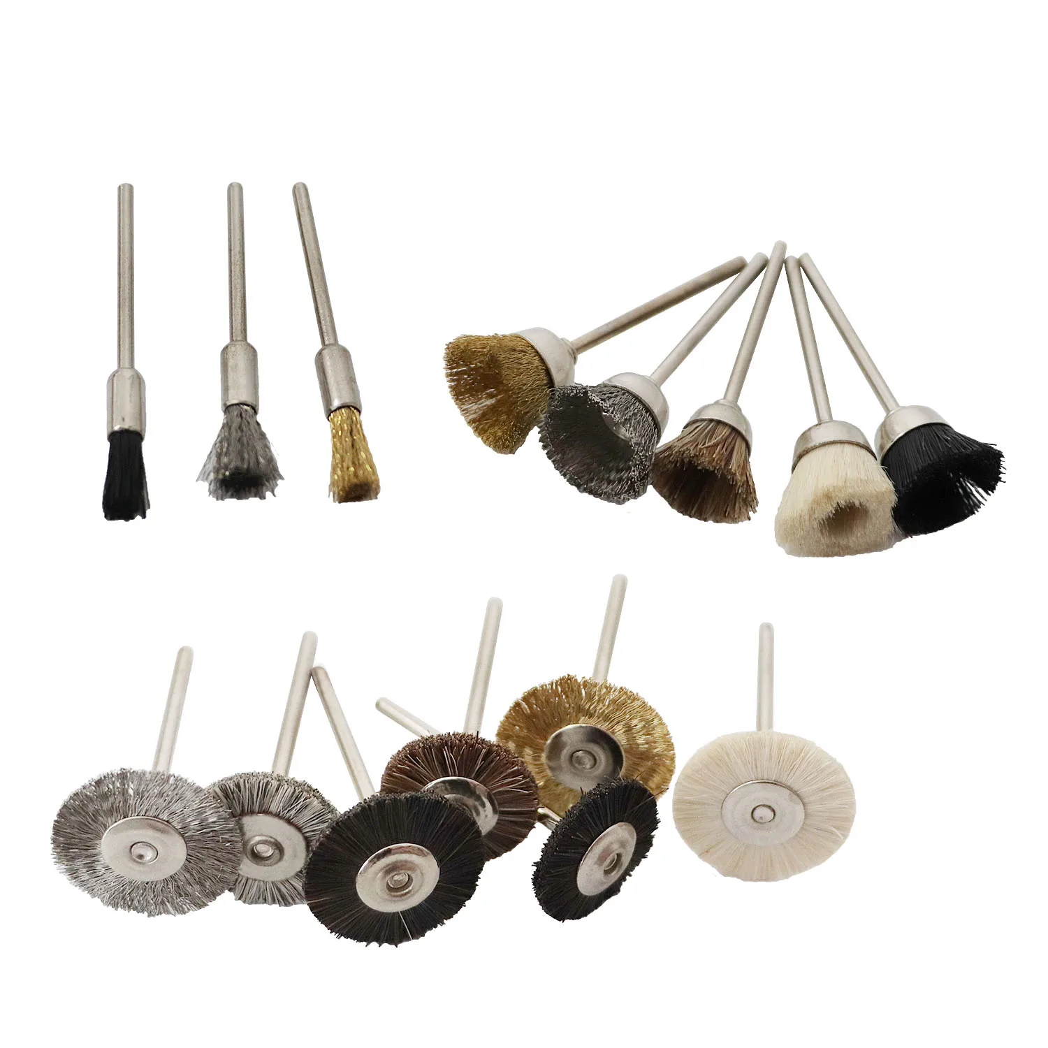 

10pcs Brush With Handle Grinding Head Round Small Polished Jade Carving Brush Wenplay Walnut Special Brush Polishing Wheel