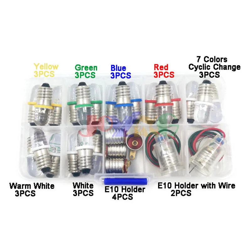 Multicolor Mixed E10 Screw LED Lights Signal Indicator DC3V 3.8V 4.5V Diode Led Lighting Beads 27pcs/Pack | Лампы и освещение